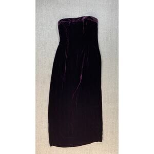 Tahari Strapless Maxi Dress Velvet Gown Dark Romantic Deep Purple Size 10